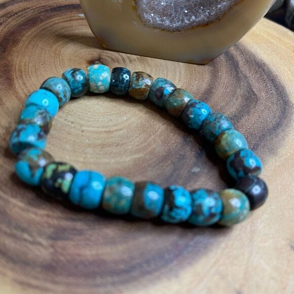 Turquoise beaded stretch bracelet ONE NEW reiki meditation crystal healing 9mm b - Picture 5 of 12
